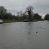 Despite the canal being wide enough, the winding hole is now only used as moorings by Mike and Ethel Cummins – 9 December 2014