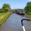 Working pair Nuneaton and butty Brighton navigate the bridge, heading for Snarestone. by Aegidian – 2 June 2016